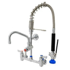 Thumbnail image #1 for Fisher 67930 Mini Wall-Mount Pre-Rinse Faucet Unit, Spring Style, 8-Inch Adjustable Centers, 6-Inch Swing Spout, Lever Handles