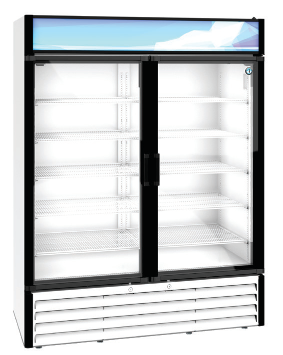 Product image #5 for Hoshizaki RM-49-HC-WHT Two-Section Reach-In Glass Door Refrigerated Merchandiser, White