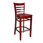 Thumbnail image #1 for JustChair Manufacturing W20130-SS Ladder-Back Bar Stool with Solid Wood Seat, German Beech Wood Frame and Footrest