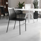 Thumbnail image #2 for Flash Furniture Hercules RUT-NC498-BK-GG Black Metal Stacking Chair with Honeycomb Ventilated Back and Waterfall Seat