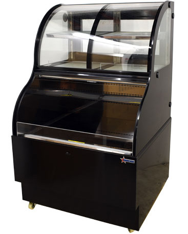 Product image #5 for Omcan Dual Service Open Display Refrigerated Bakery Display Case, Floor Model, 12.5 Cu. Ft., Curved Glass