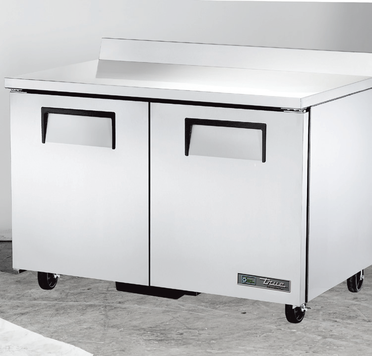 Product image #5 for True 48-Inch Two-Section Worktop Refrigerator with Stainless Steel Top and Solid Doors