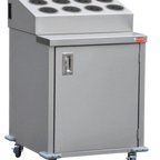 Thumbnail image #1 for Steril-Sil Company ENC24-12SS Mobile Stainless Steel Silverware Counter, 12-Hole, Enclosed Base, 25-1/4" x 24-3/4" x 41"H