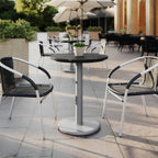 Thumbnail image #1 for Flash Furniture ST-RD24-BKMAR-TR18S-GG Round Outdoor Restaurant Table, 24" Diameter, Black Faux Marble Laminate Top, Cast Iron Base
