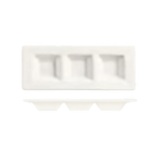 Thumbnail image #1 for Libbey Chef's Selection II BW-6719 Porcelain Rectangular Micro Tray, 3 Square Wells, 6-1/2" x 2-1/2"