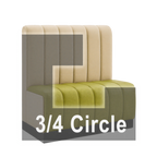 Thumbnail image #1 for ATSMFG ATS AT&S-ATQ-R42-6CH GR6 Ruth Three Quarter Circle Booth, single, 48" x 90" x 90" x 48"long x 42" high, 6-channel back and seat back, channel