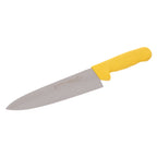 Thumbnail image #1 for AllPoints Foodservice Parts & Supplies 1371533 Chef's Knife, 8-Inch High-Carbon Steel Blade, Yellow Plastic Handle