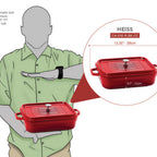 Thumbnail image #2 for G.E.T. CA-010-G/BK/CC 5 Qt Rectangular Induction Roaster with Cover, Cast Aluminum, 12-7/8" x 10-7/8" x 2-3/4"