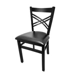 Thumbnail image #1 for Oak Street SL2130 Stackable Metal Cross-Back Dining Chair, Black Powder-Coat Frame, Seat Ships Unattached