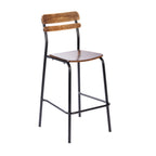 Thumbnail image #1 for Flash Furniture XU-CH10443B-ANTCPR-GG Armless Cyprus Bar Stool with Solid Wood Seat and Back, Black Metal Legs, Antique Copper Finish