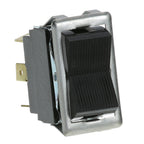 Thumbnail image #1 for AllPoints Foodservice Parts & Supplies 421317 Rocker Switch, ON/OFF/ON, DPDT, Black, 1/4" Tab Terminal