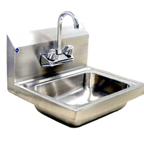 Thumbnail image #1 for Blue Air FSE LLC BSH-14-SP Wall-Mounted Stainless Steel Hand Sink with Splash Guard, One Compartment, 10" Bowl, Lead-Free Faucet