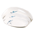 Thumbnail image #1 for Thunder Group Blue Bamboo 2308BB Oval Melamine Teriyaki Tray, 8 x 5-3/4 Inch, Pattern Case of 6 Dozen
