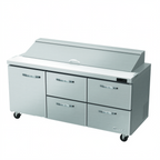 Thumbnail image #1 for Blue Air FSE LLC BLPT72-D4RM-HC Three-Section Sandwich Prep Table, 72-3/8"W, 4 Drawers, 1 Door, 18-Pan, Rear-Mounted Refrigeration