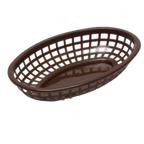 Thumbnail image #1 for TableCraft Products Classic 1074BR Brown Oval Plastic Fast Food Basket, 9-3/8" x 6-1/4" x 1-7/8" Case of 36
