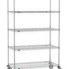 Thumbnail image #1 for Metro Super Erecta SE-2142C-80-M5 Mobile Chrome Wire Shelving Unit, 42"W x 21"D x 80"H, 5 Shelves