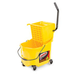 Thumbnail image #1 for Libman Commercial 933 Mop Bucket with Side-Press Wringer, 26 qt Usable, Yellow Polypropylene, Rubber Casters