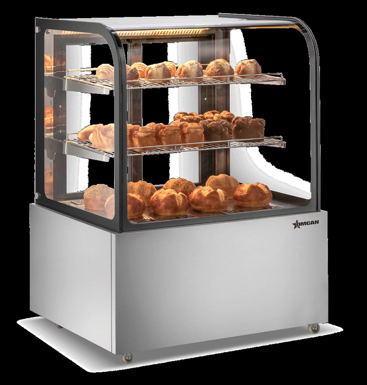 Product image #5 for Omcan Full-Service Floor Model Curved Front Glass Heated Display Warmer, 37-Inch Wide, 12 Cu. Ft.