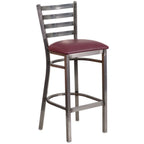 Thumbnail image #1 for Flash Furniture Hercules XU-DG697BLAD-CLR-BAR-BURV-GG Commercial Bar Stool, Metal Ladder Back, Burgundy Vinyl Upholstered Seat