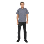 Thumbnail image #1 for Chef Works Springfield BCSZ009-INB-XL Single-Breasted Short-Sleeve Chef Coat, Ink Blue, 65/35 Poly/Cotton Twill, XLarge