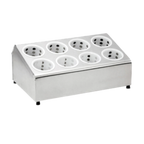 Thumbnail image #1 for TableCraft Products 7082 Two-Tier Stainless Steel Flatware Cylinder Holder, 8 Compartments, 19-3/4" x 12" x 8"