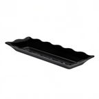 Thumbnail image #1 for CAC China MLSC-RT281-K Rectangular Melamine Platter, 17-1/2" x 6-3/4" x 1-3/4", Scallop Edge, Black 1 Dozen
