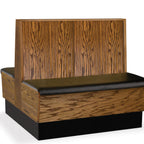 Thumbnail image #1 for JustChair Manufacturing JBD-WPF-42-GR1/COM Double Booth, 42"H, Wood Plank Frame, Wooden Back, Removable Padded Seats
