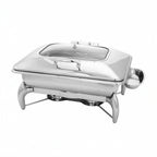 Thumbnail image #2 for Steelite International Walco, Idol WLWI9LGL 8 Qt Rectangular Stainless Steel Chafer with Hinged Glass Lid and Canned Heat