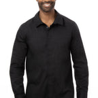 Thumbnail image #1 for Chef Works D151-BLK-S Formal Chef Shirt, Black, Small, Poly/Cotton/Elastane, Long Sleeve
