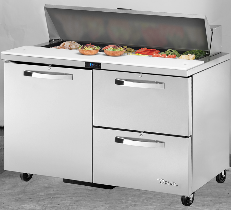 Product image #1 for True 48-Inch 2-Section Sandwich/Salad Prep Table with 1 Door and 2 Drawers