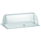 Thumbnail image #1 for G.E.T. Frilich Elegance 651020 Clear Plastic Hinged Rectangular Roll-Top Dome Cover, 21.6"W x 13.7"D x 9.5"H