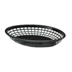 Thumbnail image #1 for TableCraft Products 1084BK Jumbo Oval Plastic Fast Food Basket, Black, 11-3/4" x 9" x 1-3/4" Case of 36