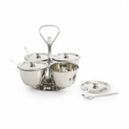 Thumbnail image #1 for Libertyware RCS4 4-Compartment Rotating Stainless Steel Condiment Server with Jars, Covers & Spoons Case of 24