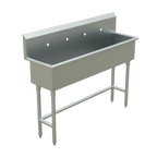 Thumbnail image #1 for Winholt Equipment WS1T5714-IT-KT 1-Compartment Stainless Steel Trough Sink, 60 x 17.4 x 49 in, 16-Gauge, 10 in Backsplash