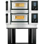 Thumbnail image #1 for AMPTO Moretti Forni S50E2 Electric Double-Deck Pizza Oven, Refractory Stone Decks, Stainless Steel Exterior, 18-3/4"W x 29"D x 6-1/4"H