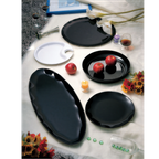 Thumbnail image #2 for Thunder Group Pearl RF6016BW Round Melamine Appetizer Platter, 14-1/2" Diameter, 4 Compartments, Two-Tone Case of 16