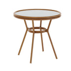 Thumbnail image #1 for Flash Furniture SDA-AD641012-80-WHNVY-NAT-GG Outdoor Round Bistro Table, 31.5" Tempered Glass Top, White/Navy PE Rattan, Natural Frame
