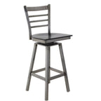 Thumbnail image #1 for G & A Commercial Seating Dante 671D-SS Swivel Ladder-Back Bar Stool with Solid Wood Saddle Seat and Steel Frame
