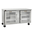 Thumbnail image #1 for Traulsen Dealer's Choice CLUC-60R-GD-RR-LK Two-Section Glass-Door Undercounter Reach-In Refrigerator, 60"W, Stainless Steel