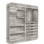 Thumbnail image #1 for Eastern Tabletop TT909 Mobile Multipurpose Foodservice Station, 3 Shelves with Railings, 6 Half Shelves, 5 Drawers
