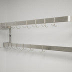 Thumbnail image #1 for Winholt Equipment SSWMPR-4816-D Wall-Mount Stainless Steel Pot Rack, 48"W, Double Bar, 18 Single Hooks