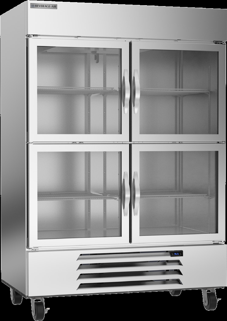 Product image #5 for Beverage Air Horizon Series Two-Section Reach-In Refrigerator with Four Glass Half Doors, 46.15 Cu. Ft.