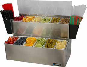 Product image #2 for EZ-Chill Portable Chillable 2-Tier Stainless Steel 12-Compartment Garnish Center with Hinged Transparent Lid