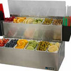 Thumbnail image #2 for CFS Brands EZ-Chill B6766L Portable Chillable 2-Tier Stainless Steel 12-Compartment Garnish Center with Hinged Transparent Lid