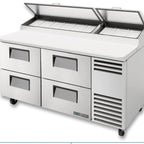 Thumbnail image #5 for True Mfg. - General Foodservice TPP-AT-67D-4-HC 67-Inch 2-Section Pizza Prep Table with 4 Drawers and Self-Contained Refrigeration