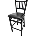 Thumbnail image #1 for Oak Street SL2090-1 Armless Steel Bar Stool, Vertical Slat Back, Footrest, Black Powder-Coat Finish, Seat Unspecified