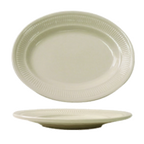 Thumbnail image #1 for International Tableware Athena AT-14 Ceramic Oval Platter, 11-7/8" x 9-1/4", Embossed Lined Rim 1 Dozen