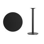 Thumbnail image #2 for Flash Furniture XU-RD-30-BLKTB-TR18B-GG Round Bar-Height Pedestal Table, 30" Diameter, Black Laminate Top, Black PVC Edge