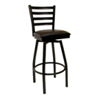 Thumbnail image #1 for ATSMFG ATS AT&S-77-BSS MFG Swivel Ladder-Back Bar Stool, Armless, Metal Frame, Footrest, Textured Black Powder Coat