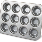 Thumbnail image #1 for JB Prince Chicago Metallic M492 12-Cup Crown Muffin Pan, Aluminized Steel, Coated, 18" x 13"